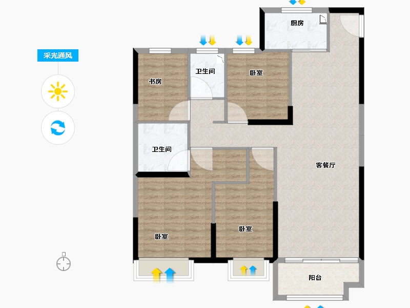 河南省-开封市-中南樾府-108.01-户型库-采光通风