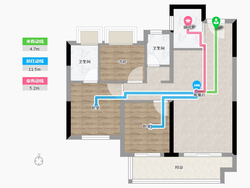 福建省-泉州市-景园合著-71.00-户型库-动静线