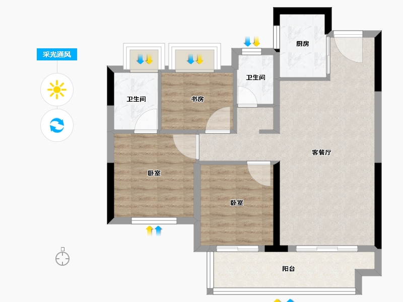 福建省-泉州市-景园合著-71.00-户型库-采光通风