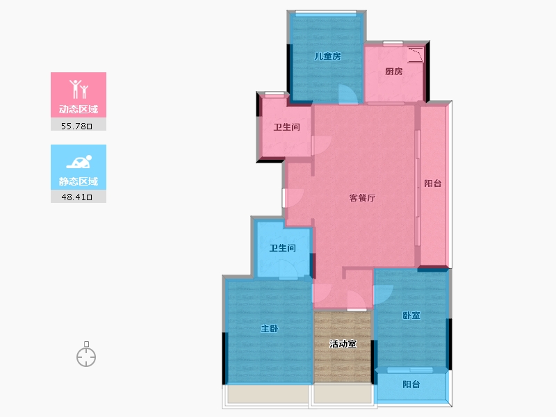 浙江省-杭州市-古翠蓝庭-100.52-户型库-动静分区