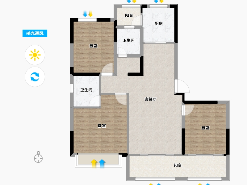 河南省-焦作市-学府壹号-104.00-户型库-采光通风