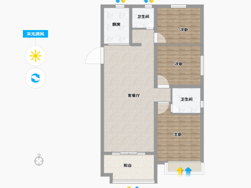 河南省-洛阳市-华芳福昌郡-96.50-户型库-采光通风