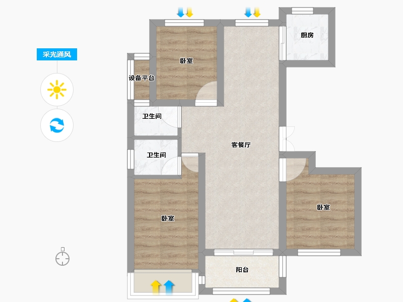 河南省-焦作市-沁阳东方银座-55.46-户型库-采光通风