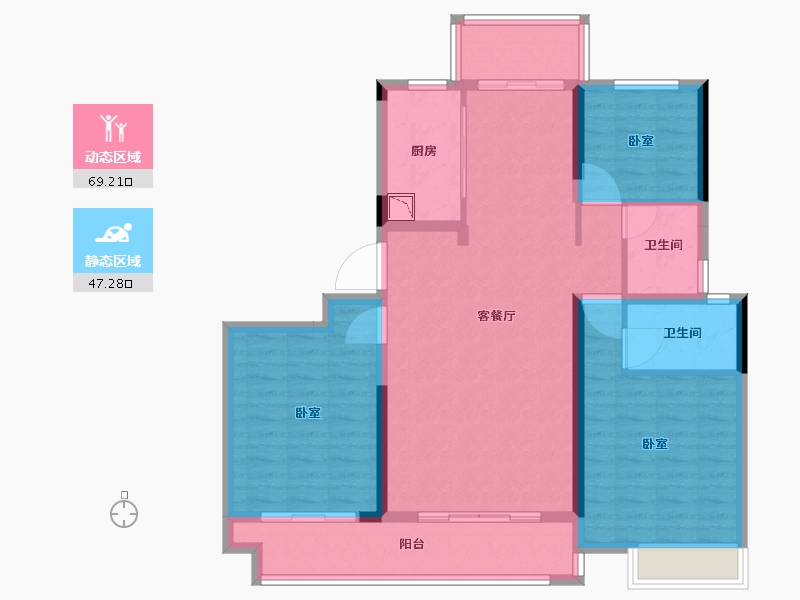 浙江省-舟山市-岱美银河湾-104.57-户型库-动静分区