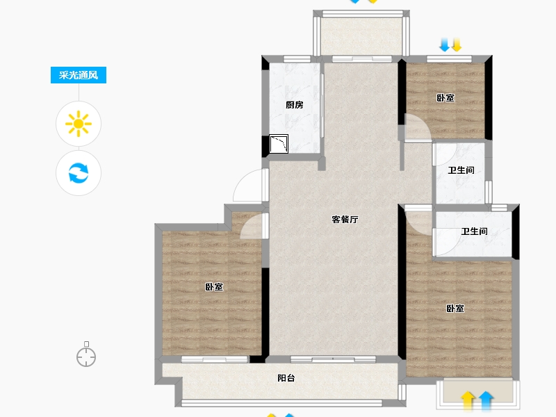 浙江省-舟山市-岱美银河湾-104.57-户型库-采光通风