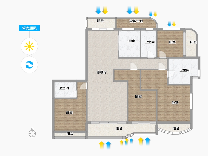 浙江省-绍兴市-金昌白鹭凤林-142.00-户型库-采光通风