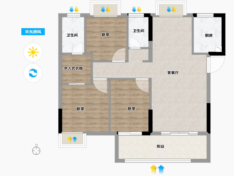 福建省-龙岩市-德兴·印象天悦-85.00-户型库-采光通风