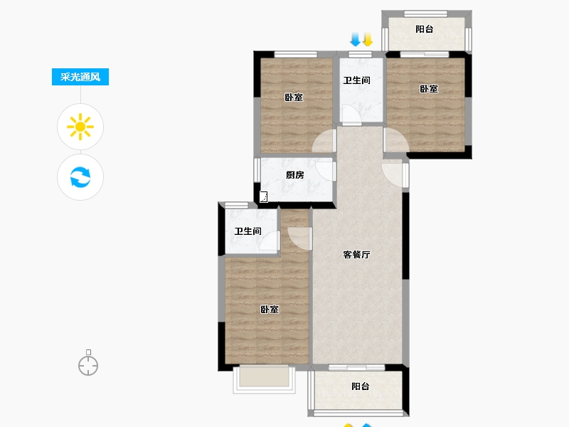 福建省-泉州市-永隆江滨城-83.00-户型库-采光通风