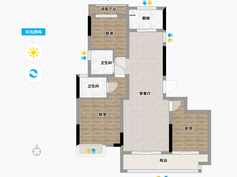 浙江省-舟山市-岱美银河湾-94.00-户型库-采光通风