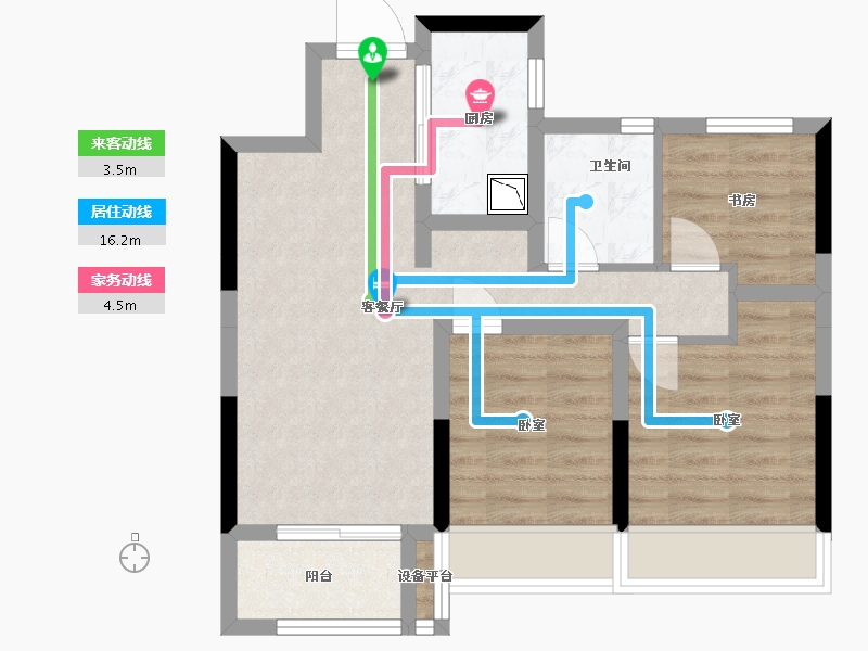 浙江省-舟山市-融创金成芸麓大观-61.96-户型库-动静线