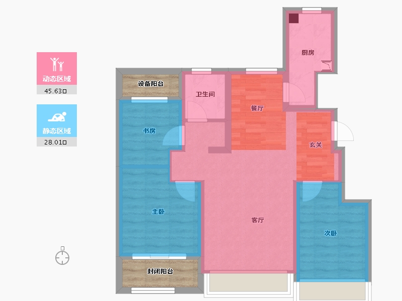 山东省-威海市-保利翰林苑-70.80-户型库-动静分区