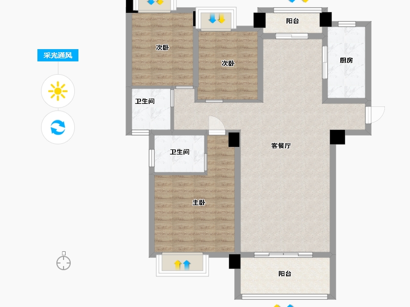 江西省-宜春市-秀江印象-95.71-户型库-采光通风