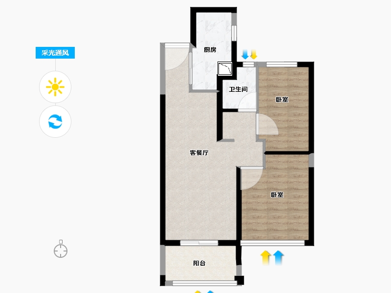 河南省-郑州市-融信朗悦·时光之城-63.99-户型库-采光通风