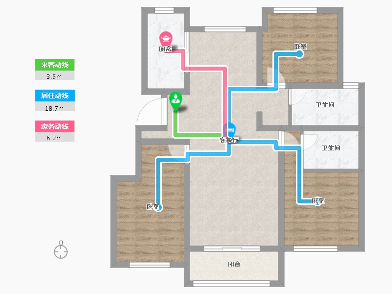 新疆维吾尔自治区-乌鲁木齐市-西府小院-87.30-户型库-动静线