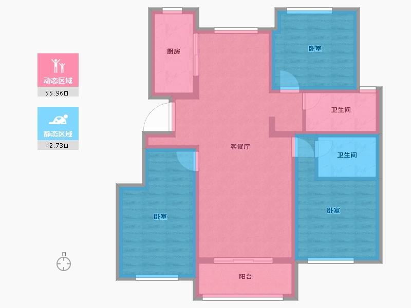 新疆维吾尔自治区-乌鲁木齐市-西府小院-87.30-户型库-动静分区