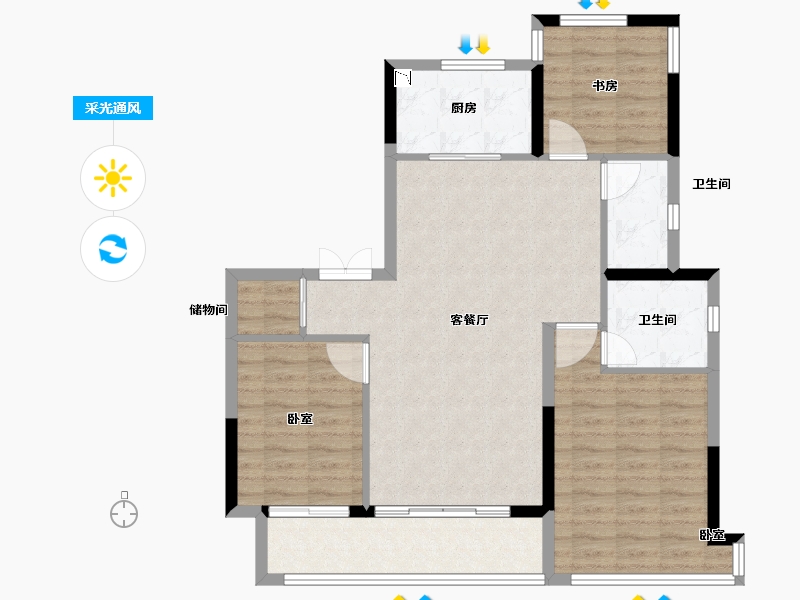 浙江省-绍兴市-诸暨中南樾府-94.00-户型库-采光通风