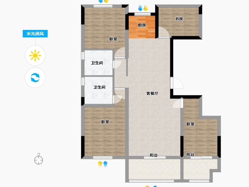 浙江省-绍兴市-蓝海御湾-114.01-户型库-采光通风