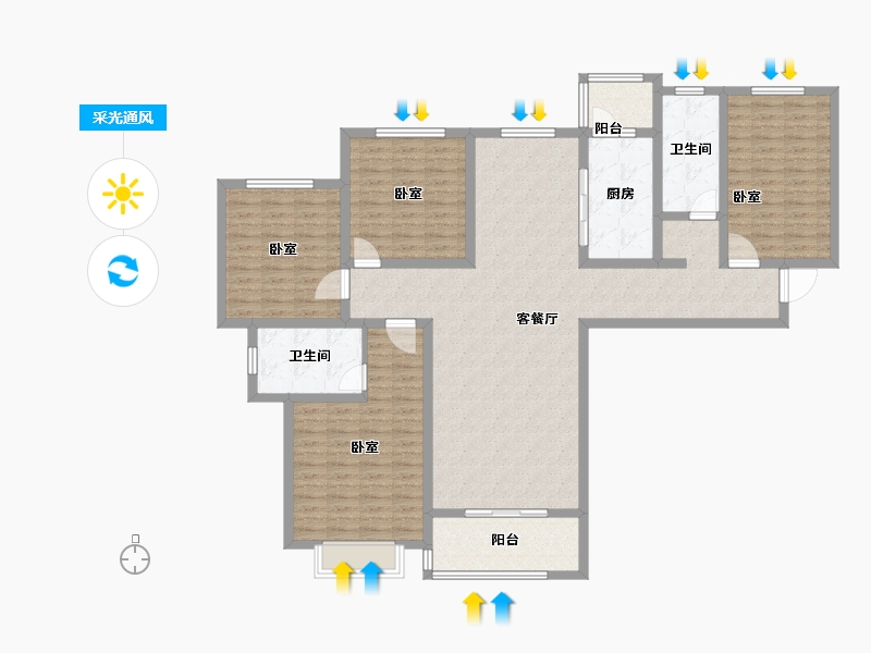 山东省-枣庄市-润泰公馆-148.06-户型库-采光通风