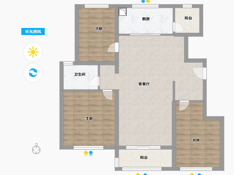 山东省-济南市-万科金域华府-84.19-户型库-采光通风