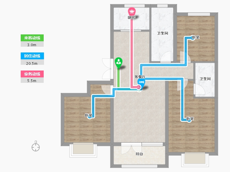 山东省-烟台市-丰金紫金山庄-88.35-户型库-动静线