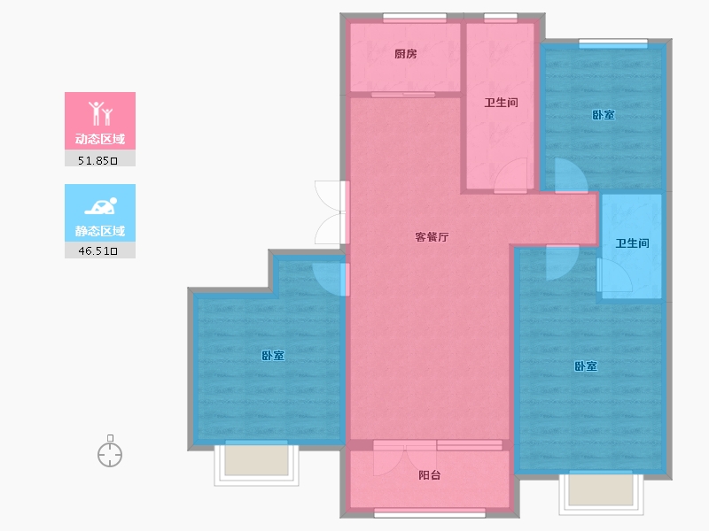 山东省-烟台市-丰金紫金山庄-88.35-户型库-动静分区