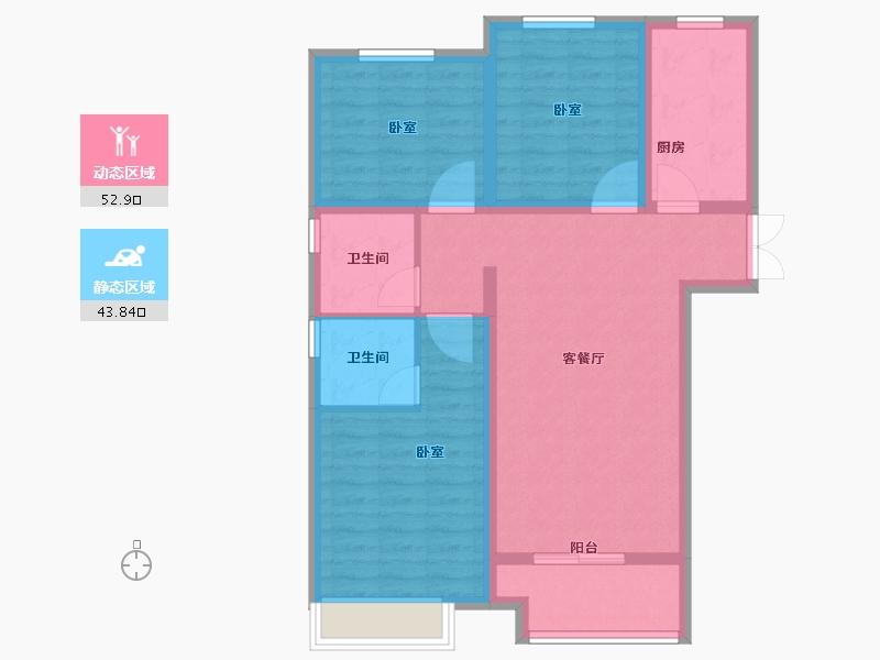 河南省-郑州市-丰乐奥体公馆-86.18-户型库-动静分区