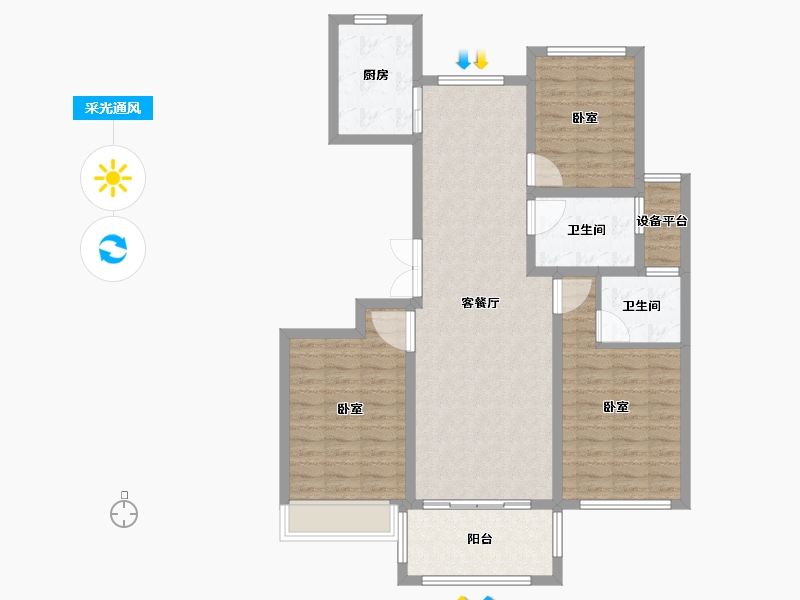 河南省-焦作市-沁阳东方银座-102.00-户型库-采光通风