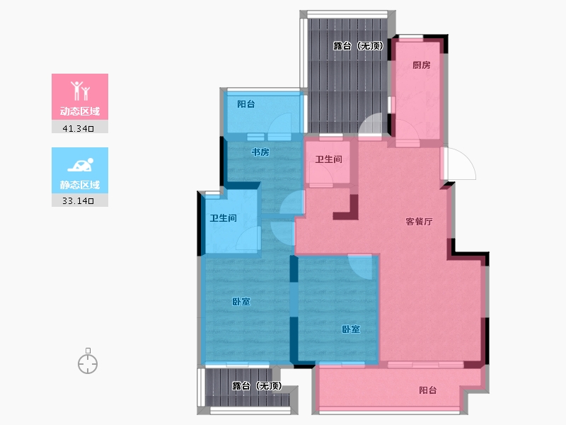 河南省-郑州市-坤达江山筑-78.00-户型库-动静分区