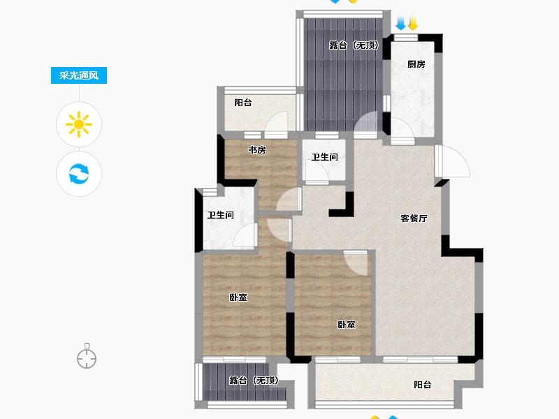 河南省-郑州市-坤达江山筑-78.00-户型库-采光通风