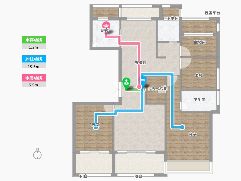 浙江省-绍兴市-万固滨江越珑府-113.00-户型库-动静线