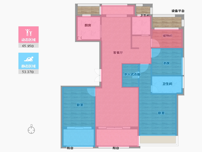 浙江省-绍兴市-万固滨江越珑府-113.00-户型库-动静分区