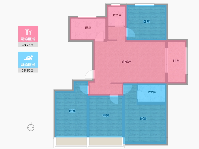 山东省-菏泽市-江南神韵-95.33-户型库-动静分区