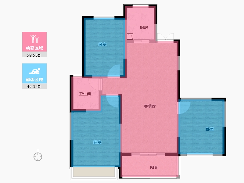 河南省-焦作市-金山东方花园-93.41-户型库-动静分区