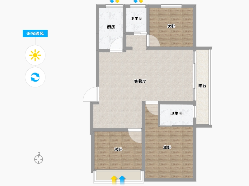 安徽省-宣城市-绿锦国际花苑-100.95-户型库-采光通风