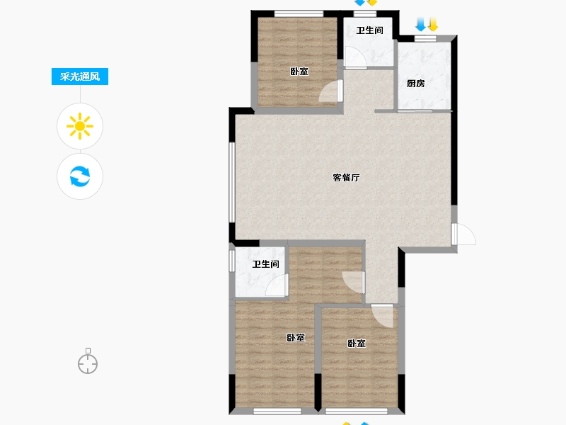 新疆维吾尔自治区-乌鲁木齐市-和瑞悦府-106.00-户型库-采光通风