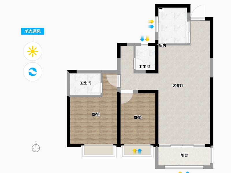 河南省-郑州市-亚星金运外滩-87.00-户型库-采光通风