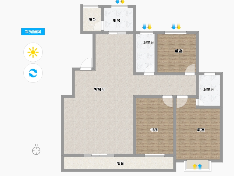 河南省-洛阳市-曌华水郡-151.70-户型库-采光通风