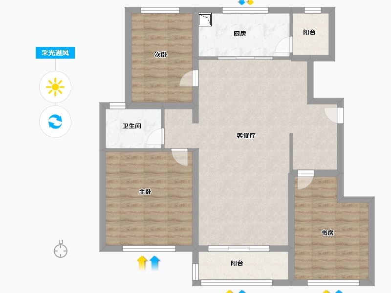 山东省-济南市-万科金域华府-85.99-户型库-采光通风