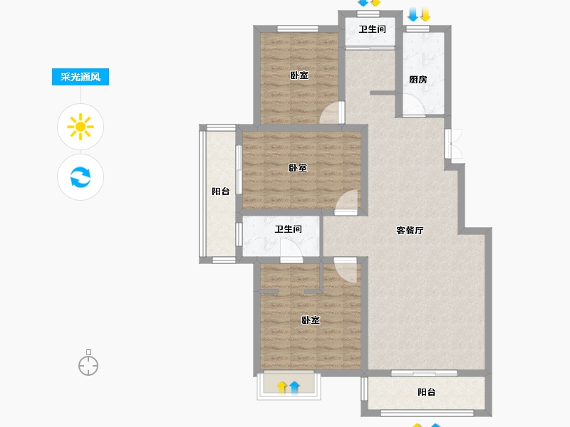 河南省-安阳市-东湖新城-102.00-户型库-采光通风