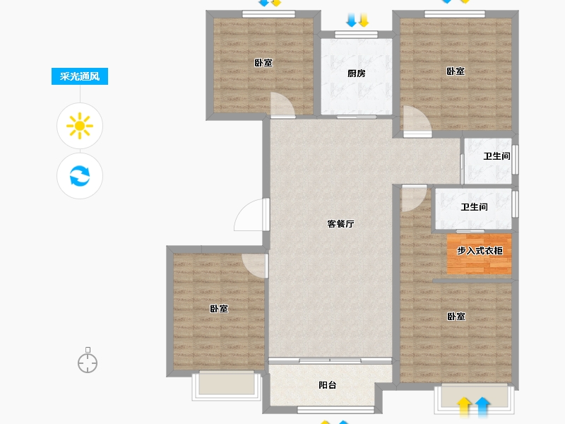 河南省-安阳市-嘉洲花悦-124.00-户型库-采光通风