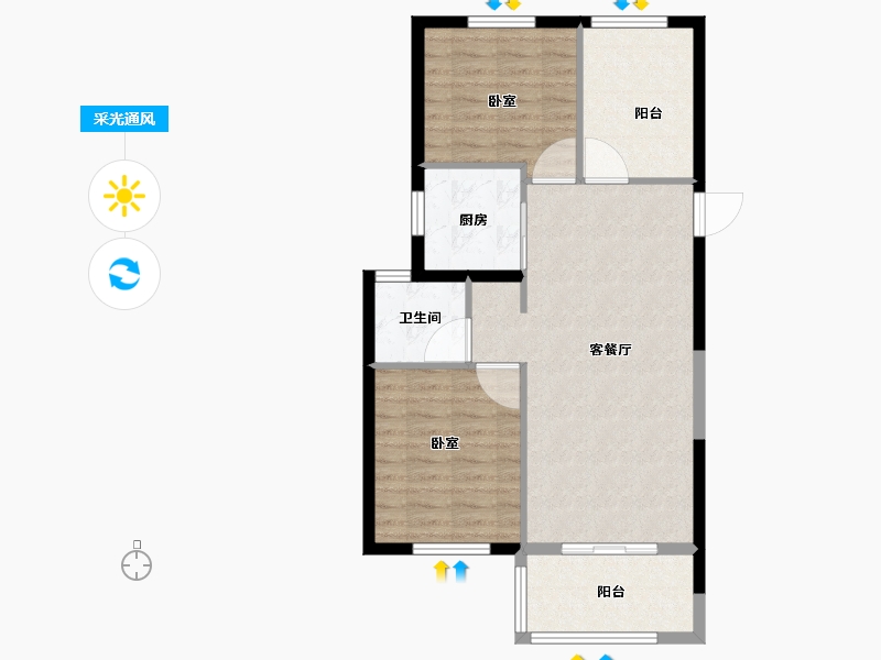 浙江省-绍兴市-宝业新桥风情-75.00-户型库-采光通风