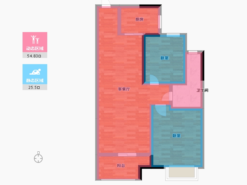 河南省-郑州市-世茂云尚城-70.99-户型库-动静分区