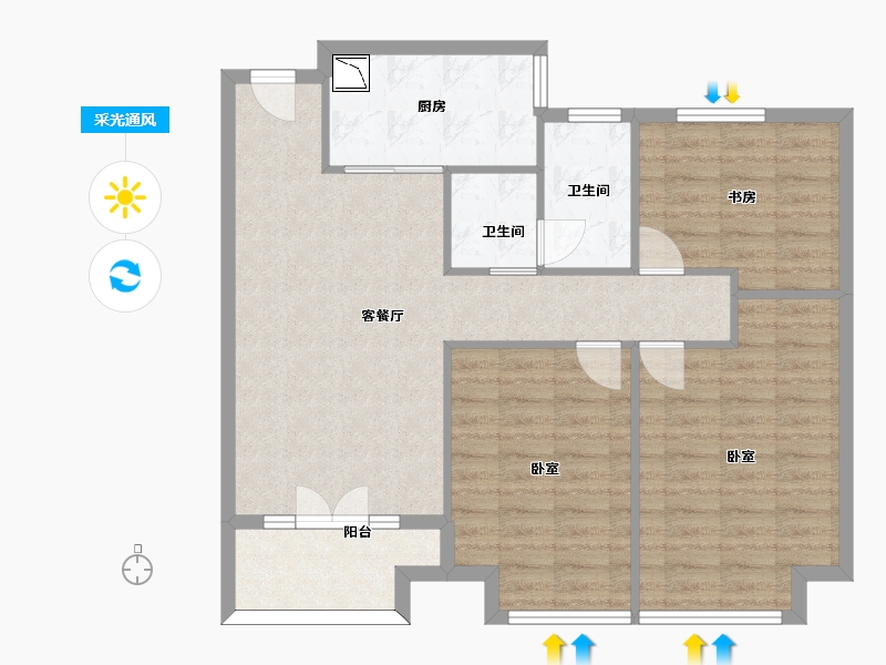 山东省-济南市-济水别苑-89.46-户型库-采光通风