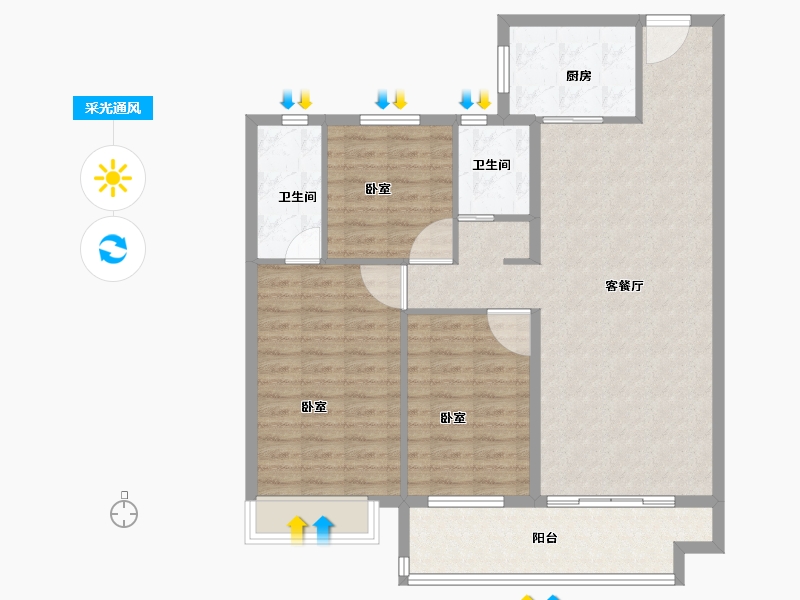 河南省-安阳市-碧桂园玺悦-102.00-户型库-采光通风