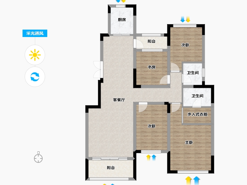 山东省-济南市-诺德名城-114.74-户型库-采光通风