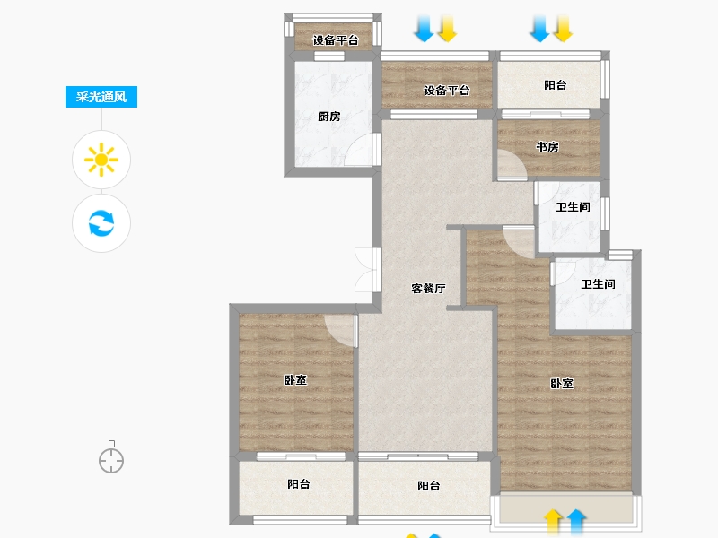 浙江省-绍兴市-万固滨江越珑府-95.00-户型库-采光通风