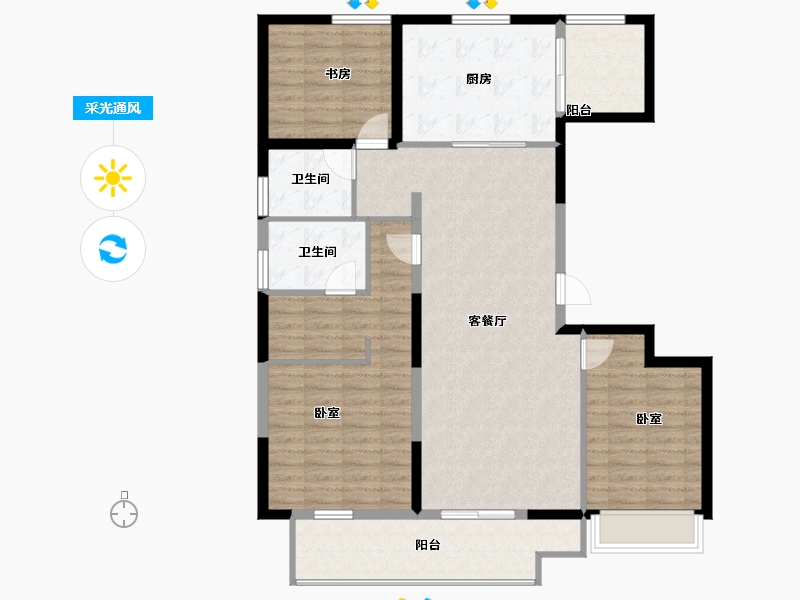 山东省-烟台市-恒达祥合院-116.00-户型库-采光通风