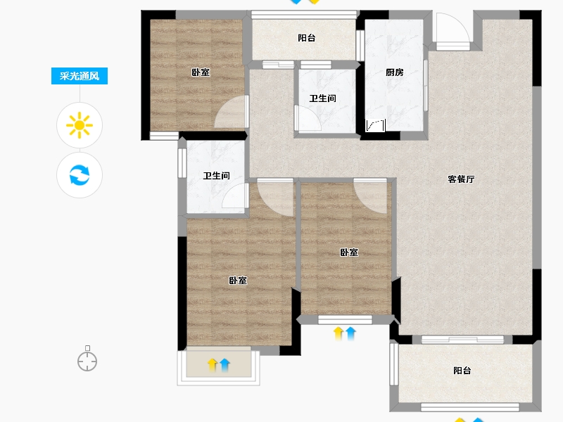 福建省-泉州市-隆盛世纪名居-85.40-户型库-采光通风