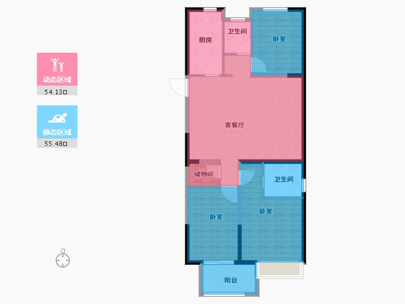 河南省-洛阳市-绿都中梁青云赋-98.86-户型库-动静分区