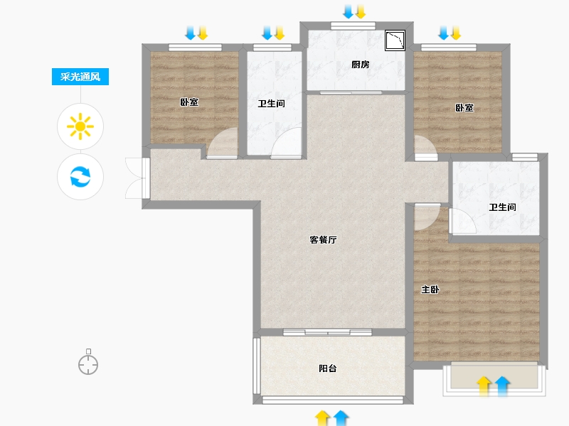 河南省-洛阳市-建业贰号城邦-98.00-户型库-采光通风